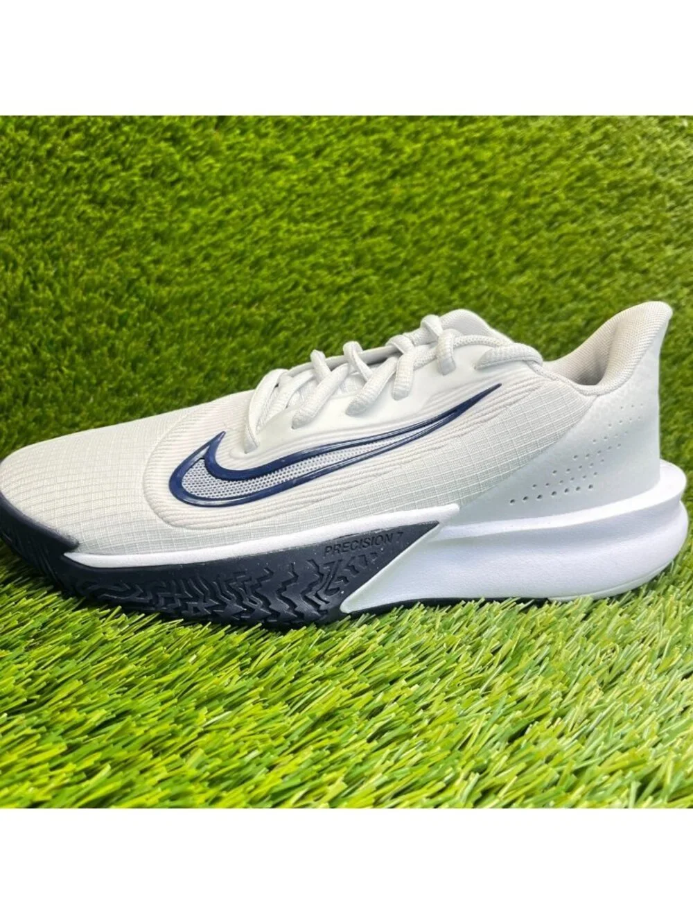 Nike Precision 7 Mens Size 6.5 White Blue Athletic Basketball Shoes Sneakers